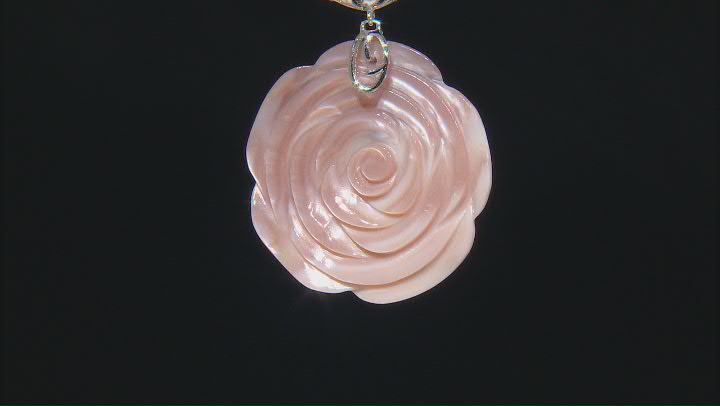 Pink Mother-Of-Pearl Rhodium Over Sterling Silver Pendant Video Thumbnail