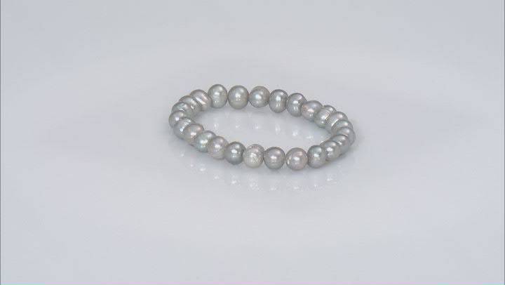Platinum Cultured Freshwater Pearl Stretch Bracelet Set Of Three Video Thumbnail