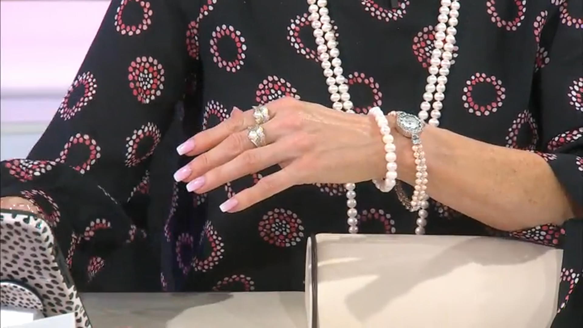 White Cultured Freshwater Pearl Stretch Bracelet Set Of Three Video Thumbnail