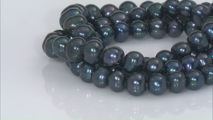 Black Cultured Freshwater Pearl Stretch Bracelet Set Of Three Video Thumbnail