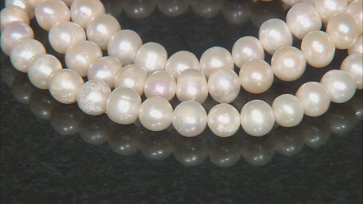 White Cultured Freshwater Pearl Set Of Three Stretch Bracelets Video Thumbnail