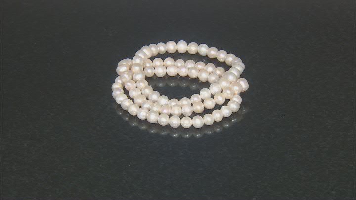White Cultured Freshwater Pearl Set Of Three Stretch Bracelets Video Thumbnail