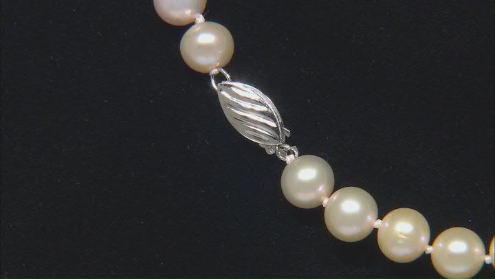 Peach Cultured Freshwater Pearl Rhodium Over Sterling Silver Necklace Video Thumbnail