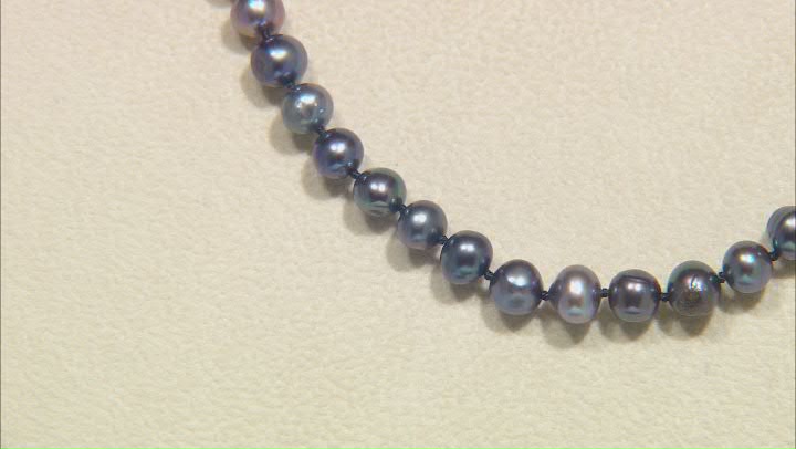 Black Cultured Freshwater Pearl Rhodium Over Sterling Silver Necklace Video Thumbnail
