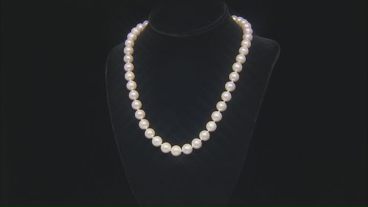 White Cultured Freshwater Pearl 14k Yellow Gold 20 Inch Necklace Video Thumbnail