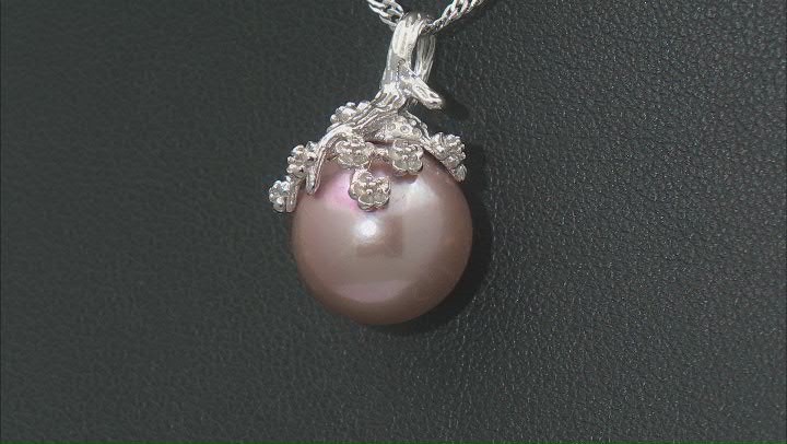 Genusis™ Pink Cultured Freshwater Pearl Rhodium Over Sterling Silver Pendant with Chain Video Thumbnail