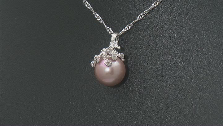 Genusis™ Pink Cultured Freshwater Pearl Rhodium Over Sterling Silver Pendant with Chain Video Thumbnail