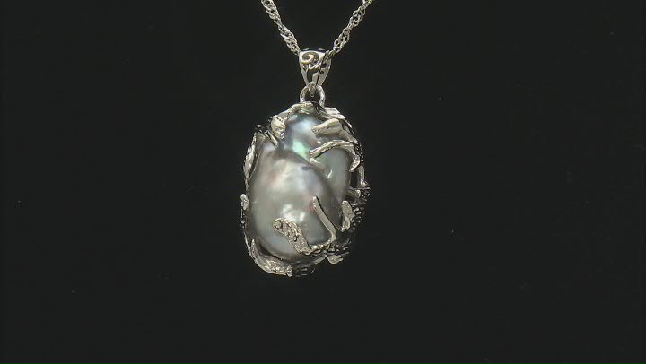 Genusis™ Platinum Cultured Freshwater Pearl Rhodium Over Sterling Silver Pendant with Chain Video Thumbnail