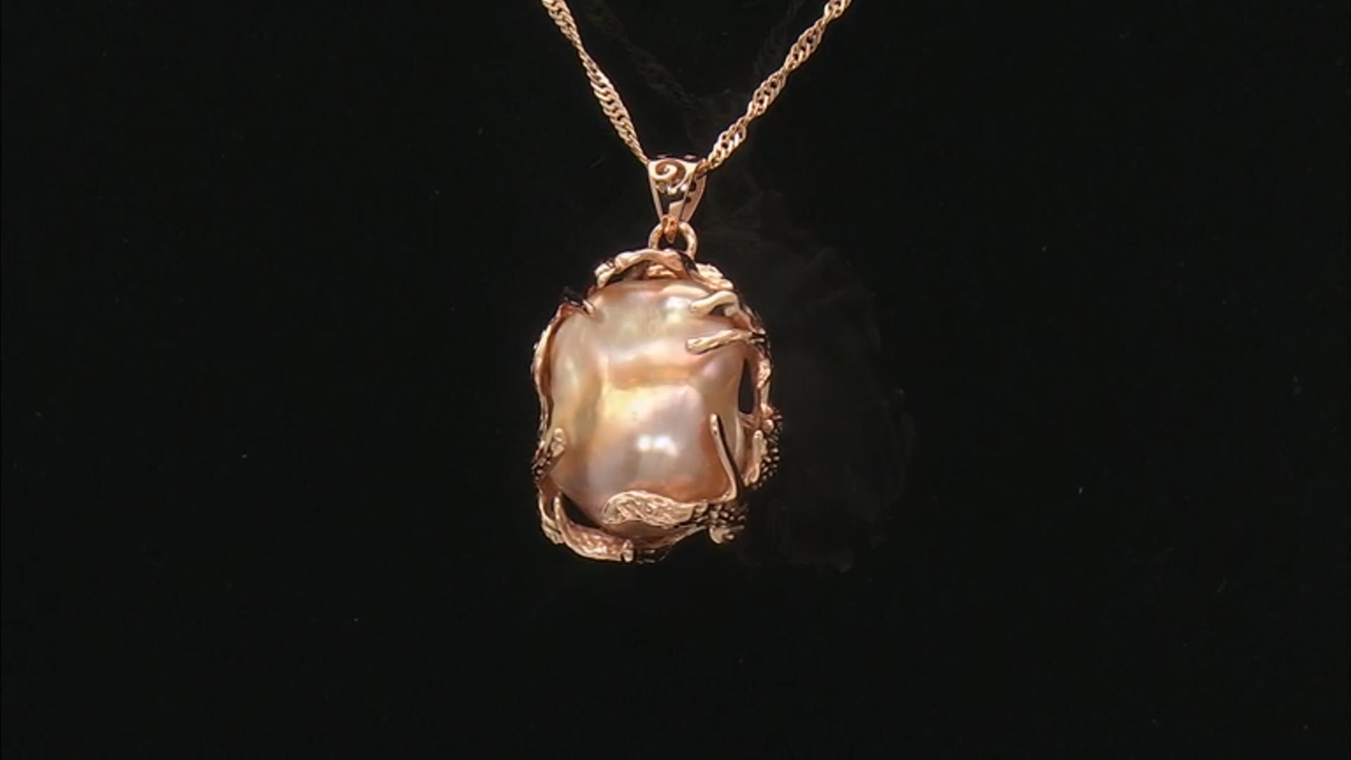 Genusis™ Lavender Cultured Freshwater Pearl 18k Rose Gold Over Sterling Silver Pendant with Chain Video Thumbnail