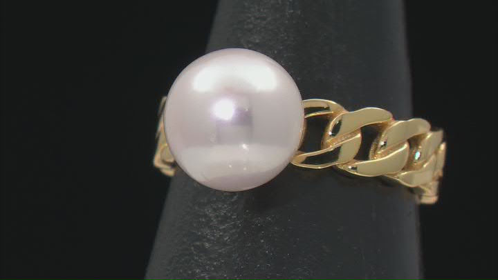 Genusis™ White Cultured Pearl 18k Yellow Gold Over Sterling Silver Ring Video Thumbnail