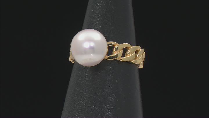 Genusis™ White Cultured Pearl 18k Yellow Gold Over Sterling Silver Ring Video Thumbnail