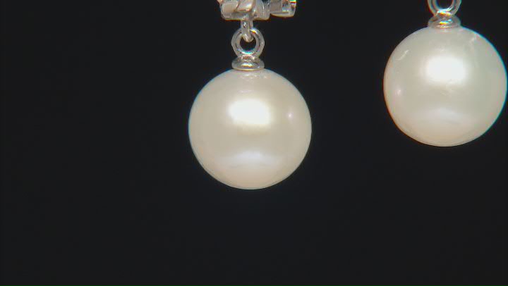 Genusis™ White Cultured Pearl Rhodium Over Sterling Silver Earrings Video Thumbnail