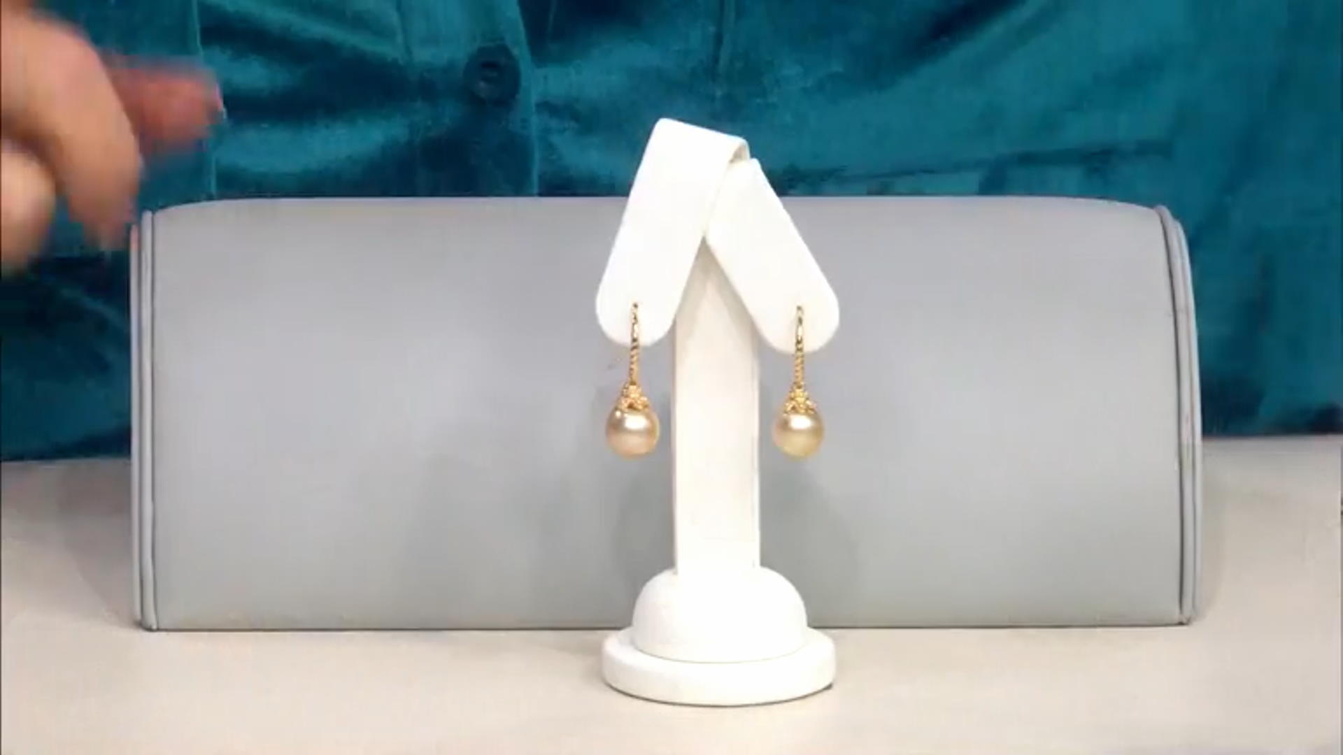 Golden Cultured South Sea Pearl 18k Yellow Gold Over Sterling Silver Earrings Video Thumbnail