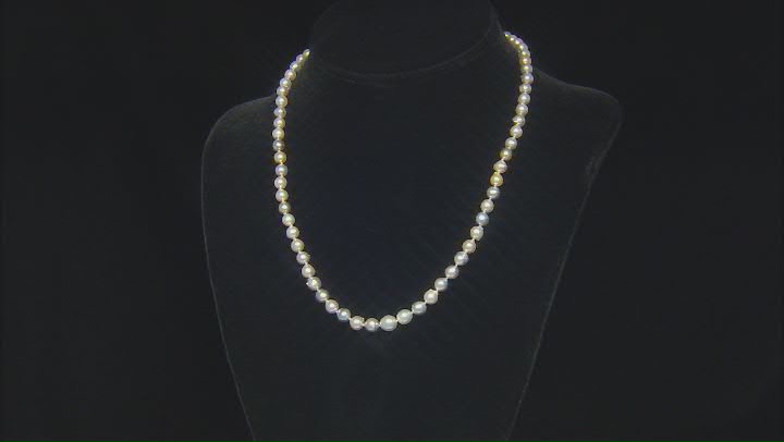 Multi-Color Cultured Japanese Akoya Pearl Rhodium Over Sterling Silver Necklace Video Thumbnail