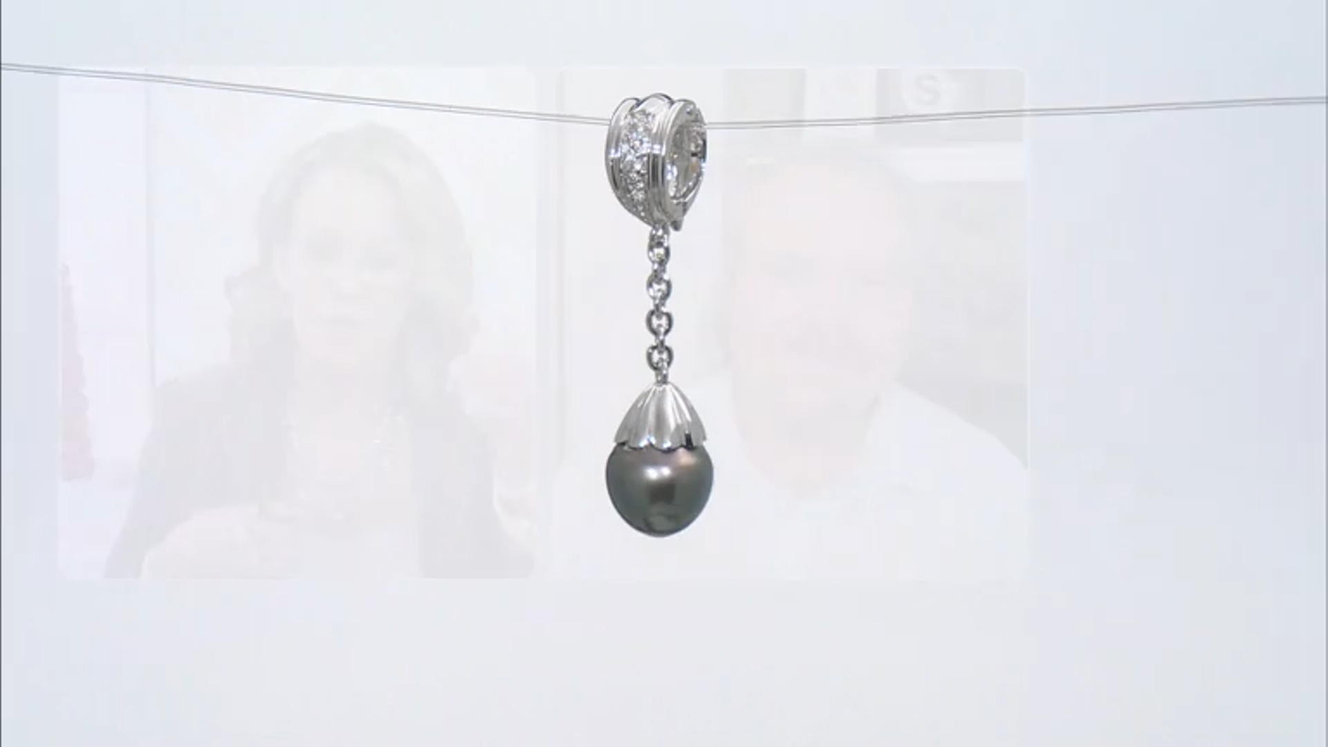 Platinum Cultured Tahitian Pearl and White Topaz Accents Rhodium Over Sterling Silver Enhancer Video Thumbnail