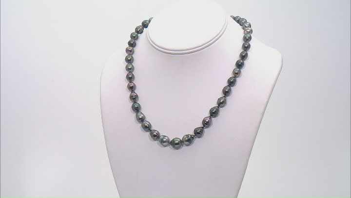Multi-Color Cultured Tahitian Pearl Rhodium Over Sterling Silver Necklace Video Thumbnail