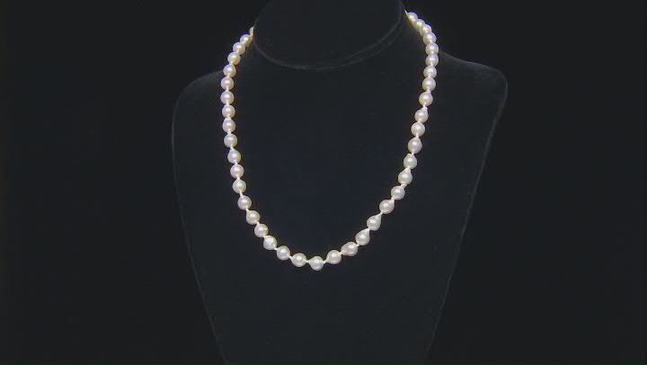 White Cultured Japanese Akoya Pearl 14k Gold Necklace Video Thumbnail