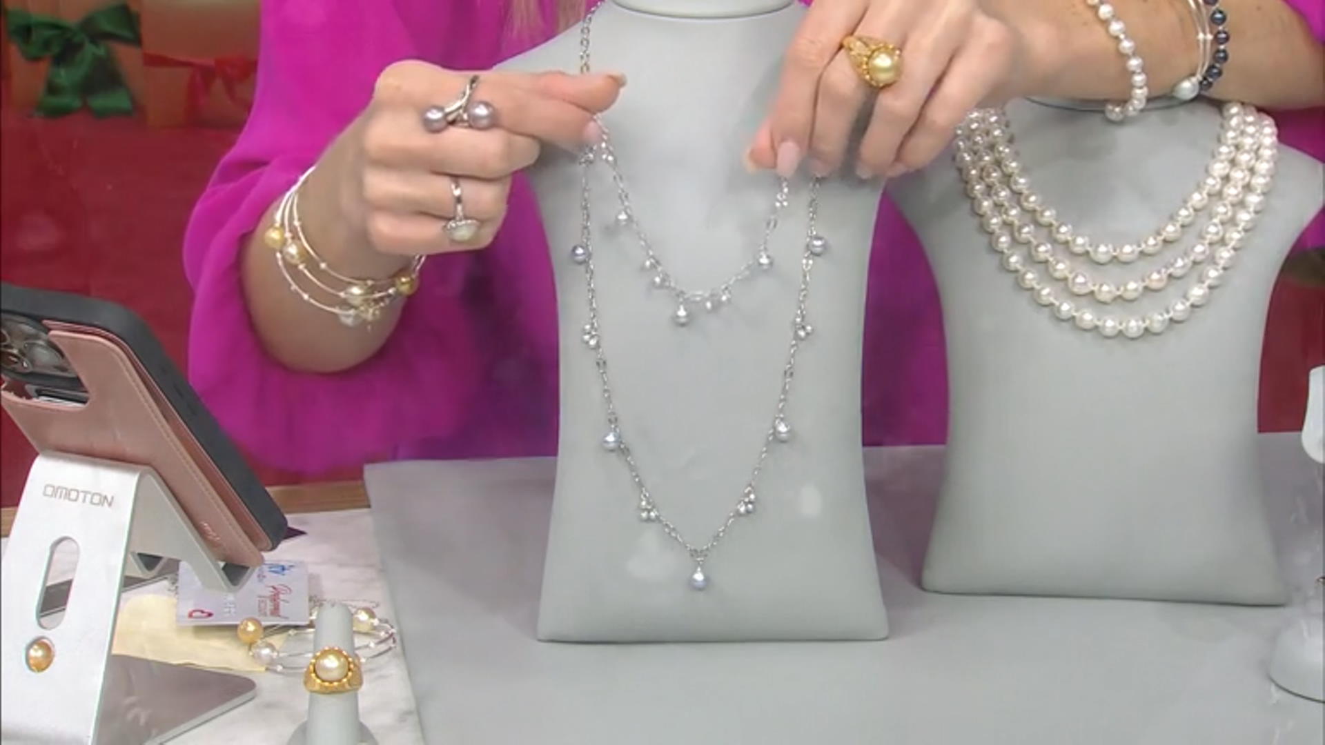 Platinum Cultured Japanese Akoya Pearl Rhodium Over Sterling Silver Bracelet Video Thumbnail