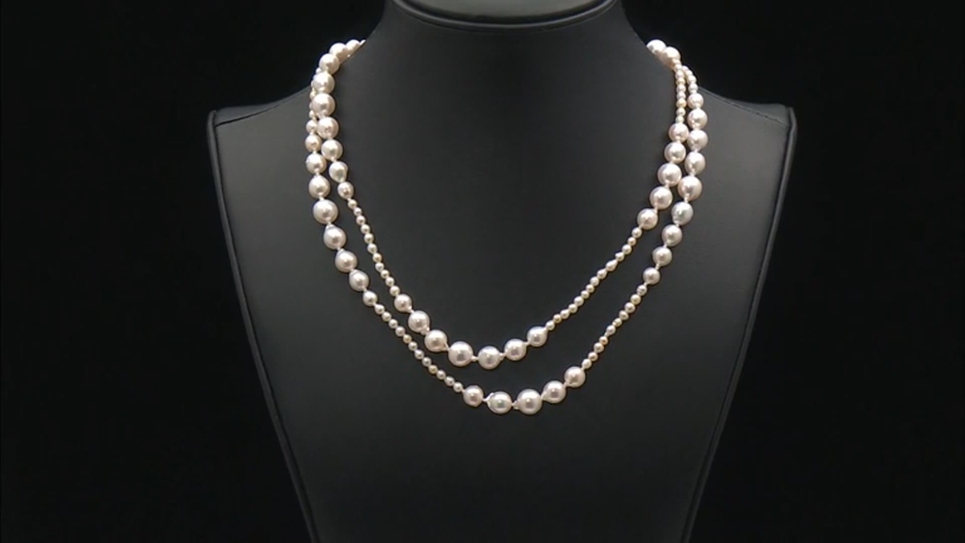 Multicolor Cultured Japanese Akoya Pearl Rhodium Over Sterling Silver Necklace Video Thumbnail