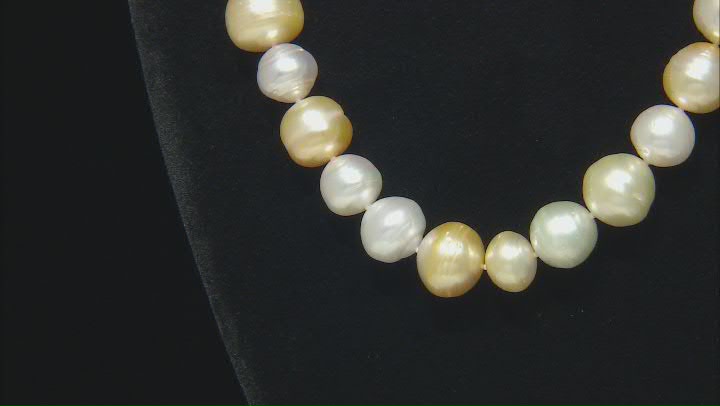 Multicolor Cultured South Sea Pearl 18k Gold Over Sterling Silver 26" Necklace Video Thumbnail