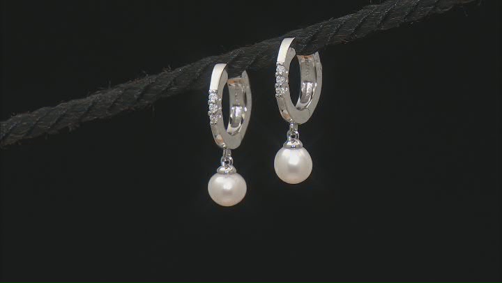 White Cultured Freshwater Pearls and Moissanite Plantineve® Earrings Video Thumbnail