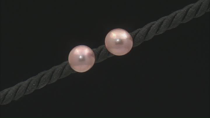 Genusis™ Pink Cultured Freshwater Pearl Rhodium Over Sterling Silver Stud Earring and Necklace Set Video Thumbnail