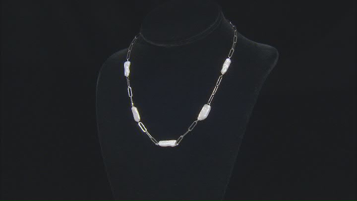 4-7mm White Cultured Freshwater Pearl Rhodium Over Sterling Silver Necklace Video Thumbnail