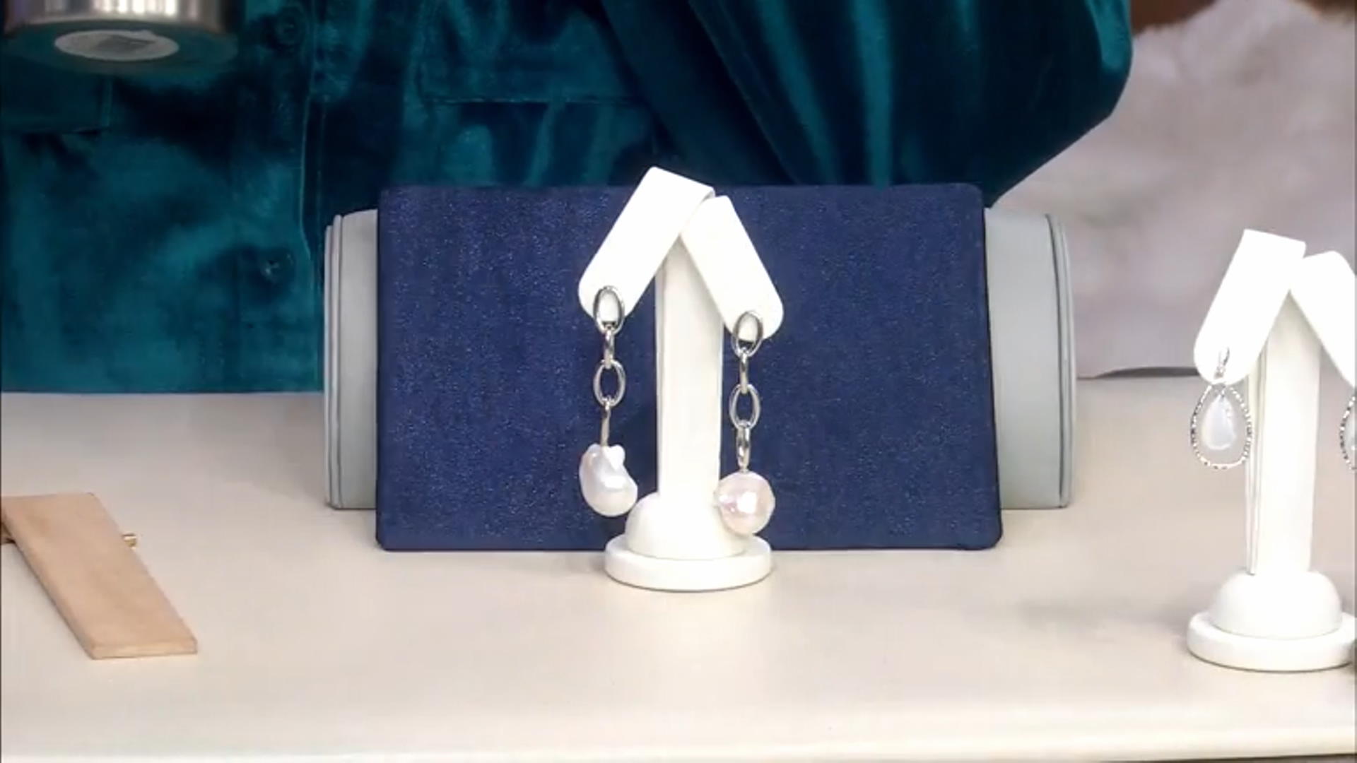 White Barque Cultured Freshwater Pearl Rhodium Over Sterling Silver Earrings Video Thumbnail