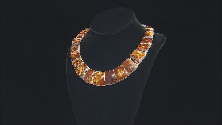 White South Sea Mother-of-Pearl and Tiger Cowrie Rhodium Over Sterling Silver 18 Inch Necklace Video Thumbnail