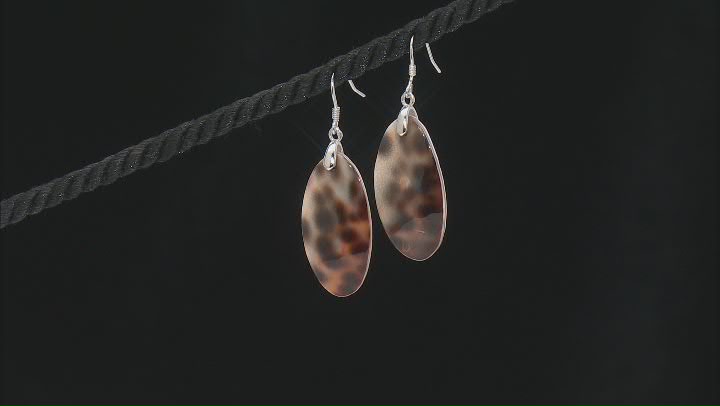 White South Sea Mother of Pearl and Tiger Cowrie Rhodium Over Sterling Silver Dangle Earrings Video Thumbnail