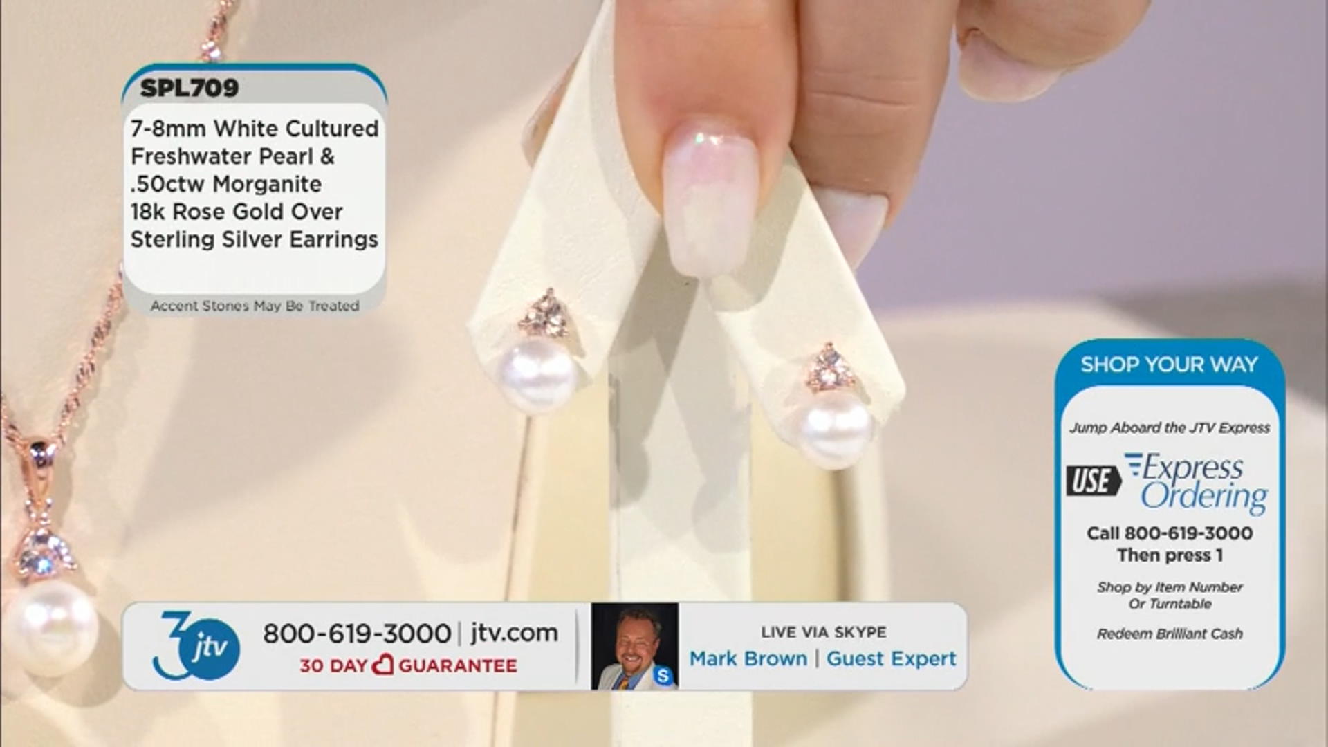 White Cultured Freshwater Pearl and Morganite 18k Rose Gold Over Sterling Silver Earrings Video Thumbnail