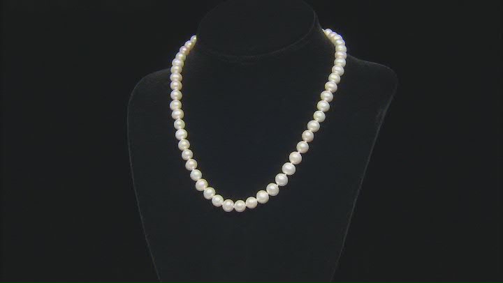 White Cultured Freshwater Pearl Rhodium Over Sterling Silver 18" Necklace Video Thumbnail