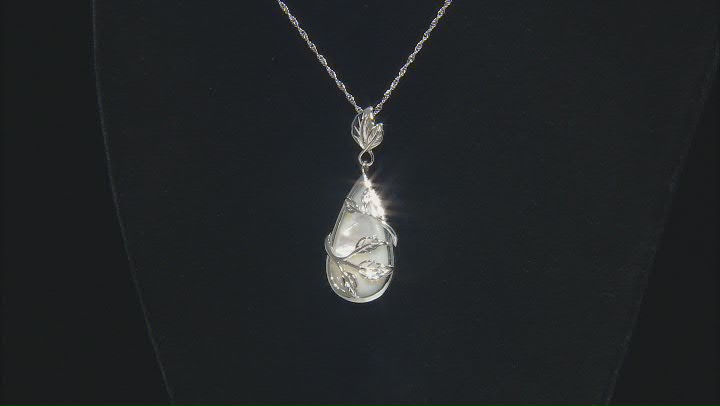 White South Sea Mother-of-Pearl Rhodium Over Sterling Silver Pendant Video Thumbnail