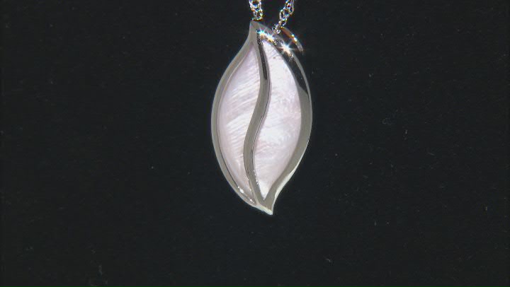 Pink Mother-of-Pearl Rhodium Over Sterling Silver Pendant with Chain Video Thumbnail