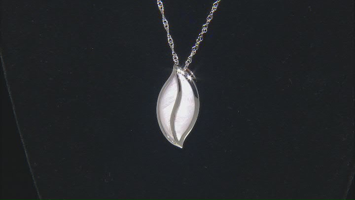 Pink Mother-of-Pearl Rhodium Over Sterling Silver Pendant with Chain Video Thumbnail