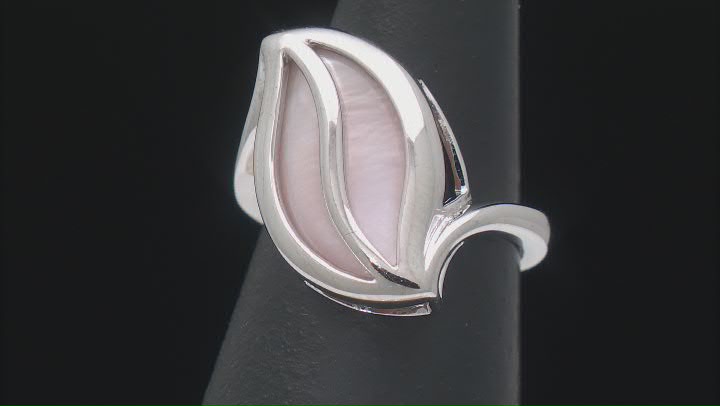 19x11mm Pink Mother-of-Pearl Rhodium Over Sterling Silver Ring Video Thumbnail