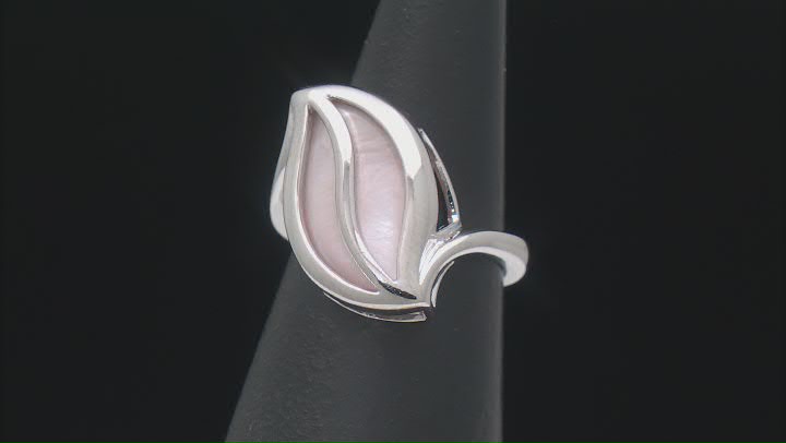 19x11mm Pink Mother-of-Pearl Rhodium Over Sterling Silver Ring Video Thumbnail