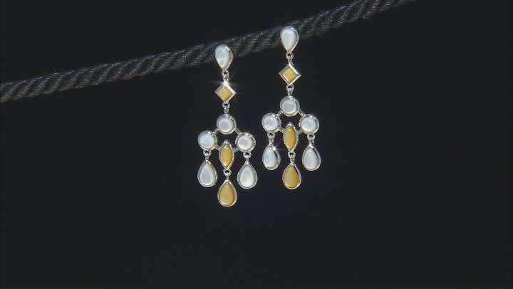 White and Yellow Mother-of-Pearl Rhodium Over Sterling Silver Chandelier Earrings Video Thumbnail