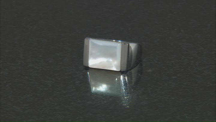 13x11mm White Mother-of-Pearl Rhodium Over Sterling Silver Ring Video Thumbnail