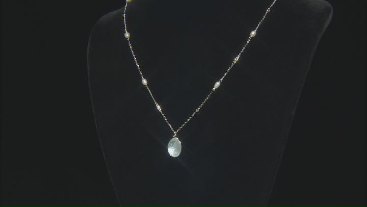 White Cultured Freshwater Pearl, White Mother-of-Pearl & White Zircon Rhodium Over Silver Necklace Video Thumbnail