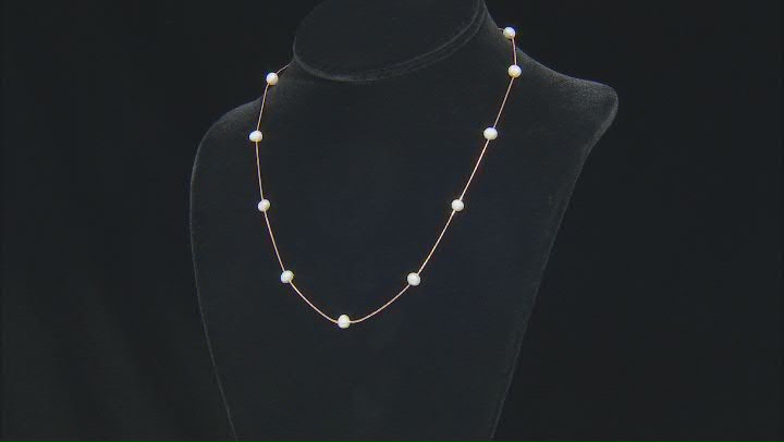 White Cultured Freshwater Pearl 18k Rose Gold Over Sterling Silver Station Necklace Video Thumbnail