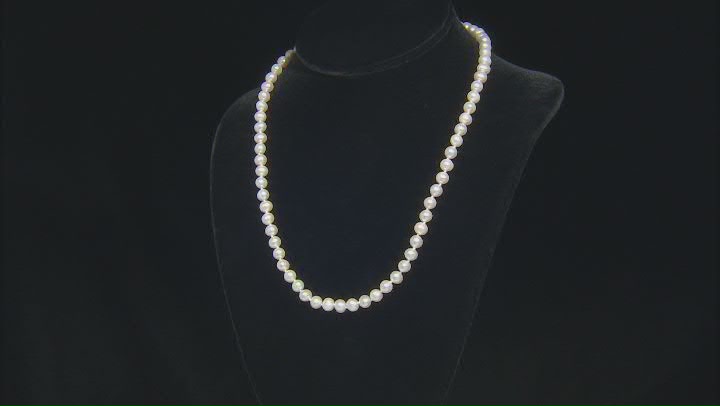 White Cultured Freshwater Pearl 14k Yellow Gold Necklace and Earrings Set Video Thumbnail