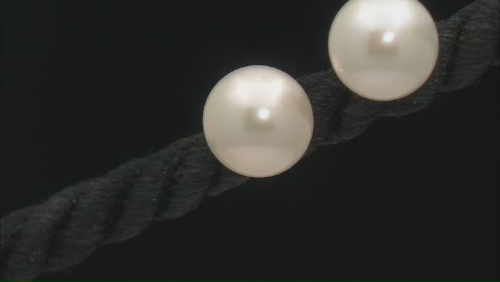 White Cultured Freshwater Pearl 14k Yellow Gold Stud Earrings Video Thumbnail
