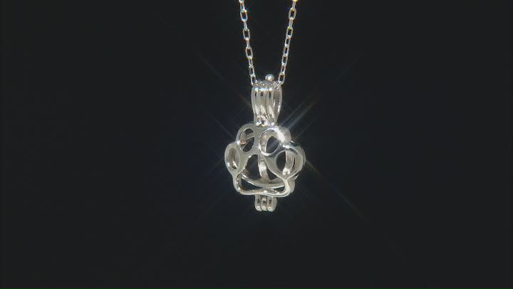 Wish® Pearl Cultured Freshwater Pearl Rhodium Over Silver Dog Paw Pendant With Chain Video Thumbnail