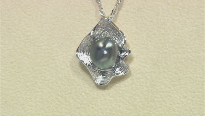 Keshi Cultured Tahitian Pearl Rhodium Over Sterling Silver Pendant with 18" Chain Video Thumbnail