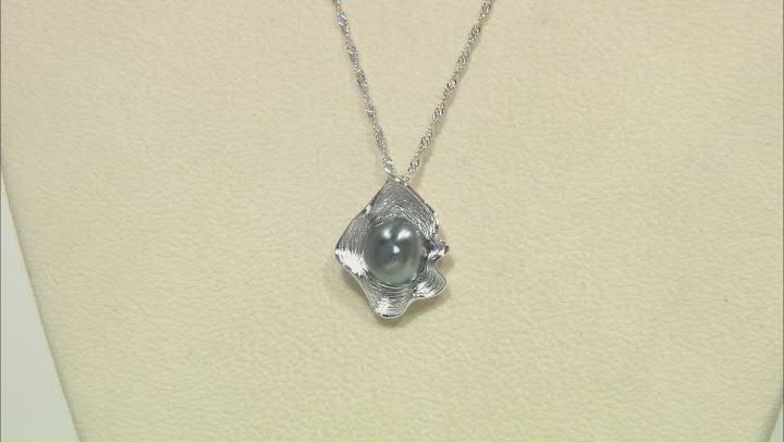Keshi Cultured Tahitian Pearl Rhodium Over Sterling Silver Pendant with 18" Chain Video Thumbnail
