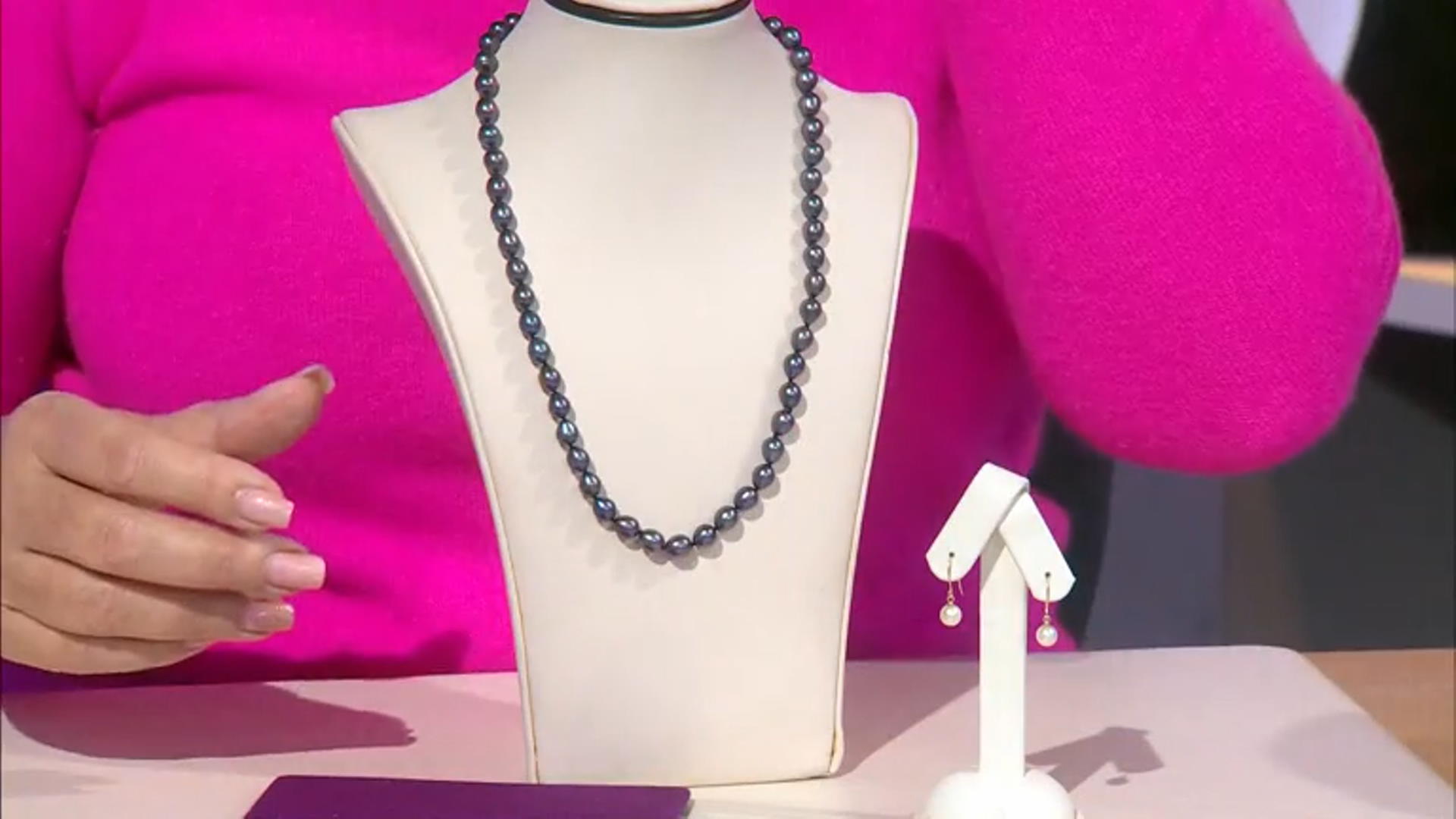 Black Cultured Freshwater Pearl Rhodium Over 14k White Gold 18" Necklace Video Thumbnail
