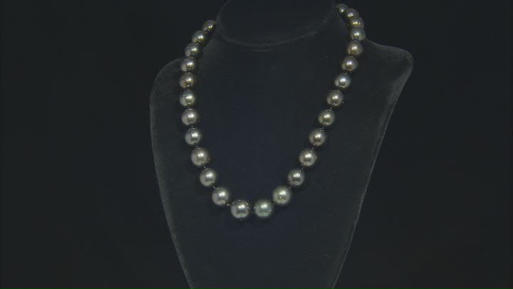 Black Cultured Tahitian Pearl Rhodium Over 14k White Gold 18 Inch Necklace Video Thumbnail