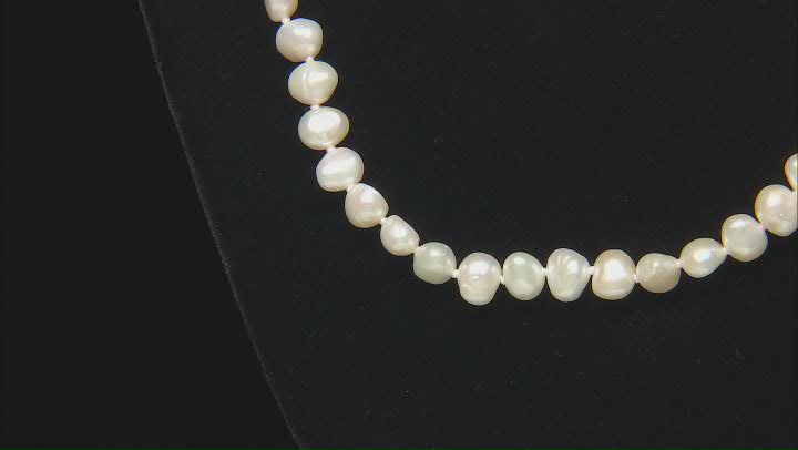 White Cultured Freshwater Pearl Sterling Silver 24" Necklace Video Thumbnail