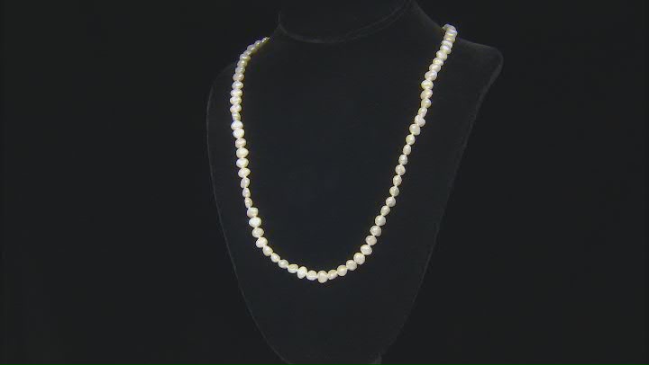 White Cultured Freshwater Pearl Sterling Silver 24" Necklace Video Thumbnail